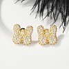 Brass Micro Pave Cubic Zirconia Stud Earrings EJEW-Z091-04G-W-5