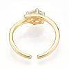 Brass Micro Pave Clear Cubic Zirconia Cuff Rings for Women KK-T074-10G-3