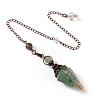 Natural Green Aventurine & Resin Hexagonal Pointed Dowsing Pendulums PW-WG7D05E-02-1