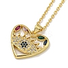 Brass Pave Colorful Cubic Zirconia Peach Heart Pendant Necklaces for Women NJEW-Q346-04G-02-1
