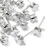 SHEGRACE Brass Clear Cubic Zirconia Flat Round Stud Earring Findings XGR0102P-117P-1