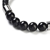 Natural Tourmaline Round Bead Braided Leather Cord Bracelets for Men Women BJEW-A009-11P-07-2