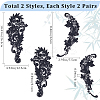 4 Pairs 2 Style Polyester & Nylon Embroidery Flower Lace Appliques DIY-GF0009-09-2
