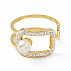 Ion Plating(IP) 304 Stainless Steel Cubic Zirconia Cuff Ring for Women RJEW-C060-04G-2