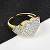 Brass Micro Pave Cubic Zirconia Open Cuff Ring for Women RJEW-F177-03GP-04-4