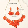 Petal Resin Charm & Alloy Pendant Necklaces & Stud Dangle Earring Sets FS-WG0777B-01-3