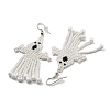 Boho Seed Bead Halloween Ghost Tassel Earrings EJEW-Q380-04A-2