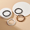 4Pcs 4 Style Synthetic & Natural Mixed Gemstone Round Beaded Stretch Bracelets Set for Men Women BJEW-JB08872-2