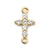 Brass Pave Clear Cubic Zirconia Connector Charms KK-H529-39B-G-1