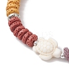 Flat Round Natural Lava Rock & Shell Pearl Beaded Stretch Bracelets for Women BJEW-JB12141-01-3