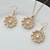 Flower Brass Micro Pave Clear Cubic Zirconia Pendant Necklaces & Dangle Earrings Sets WG2DD79-03-3