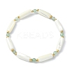 3Pcs 3 Style Natural Mixed Gemstone & White Shell Tube Beaded Stretch Bracelets Set BJEW-TA00430-3