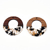 Transparent Resin & Walnut Wood Pendants RESI-TAC0017-74-A01-2