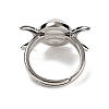 Natural Quartz Crystal Adjustable Rings RJEW-K271-01P-09-3