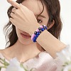 Blue Natural Mashan Jade Round Beaded Stretch Bracelet BJEW-SW00077-03-3