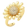 Brass Micro Pave Clear Cubic Zirconia Cuff Rings LS-RJEW-M029-01G-1