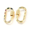 Brass Micro Pave Cubic Zirconia Screw Carabiner Lock Charms KK-M206-15G-02-2