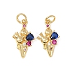 Brass Micro Pave Cubic Zirconia Pendants KK-C143-04G-1