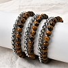 Natural Tiger Eye Round Beads Multi-strand Bracelets BJEW-D330-02P-08-3
