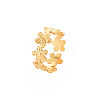 Ion Plating(IP) 304 Stainless Steel Flower Wrap Open Cuff Ring for Women X-RJEW-S405-173G-3