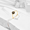 925 Sterling Silver & Clear Cubic Zirconia & Natural Agate Finger Rings FS-WG1BD13-01-2