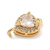 Brass Pave Cubic Zirconia Connector Charms KK-Z072-06G-02-2