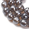 Electroplated Natural Agate Beads Strands G-B191-A07-10mm-05-4