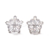 Rack Plating Flower Brass Micro Pave Clear Cubic Zirconia Stud Earrings EJEW-M029-01A-P-1