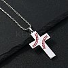 201 Stainless Steel Wheat Cross Pendant Box Chain Necklaces for Women Men NJEW-B124-01P-1
