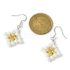 Rhombus Shell Pearl & Brass Dangle Earrings EJEW-JE05775-2