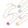 5Pcs 5 Colors Dyed Natural Quartz Polygon Pendant Necklaces NJEW-JN04491-S-1