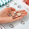 4 Pairs 4 Style Star & Rectangle & Heart & Croissant 304 Stainless Steel Hoop Earrings for Women EJEW-TA0001-17-4