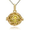 Golden Tone Brass Hollow Round Cage Pendants KK-J231-02G-1