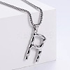 3Pcs 304 Stainless Steel Textured Letter Pendant Box Chain Necklaces LW4134-44-1