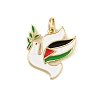 Brass Colorful Enamel Pigeon Pendants KK-P323-03G-1