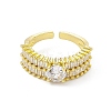 Clear Cubic Zirconia Flat Round Open Cuff Ring RJEW-I091-16G-2