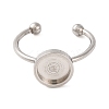 Non-Tarnish 304 Stainless Steel Open Cuff Ring Components STAS-S134-01P-03-2