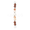 Faceted Round Natural Mixed Gemstone & Potato Natural Cultured Freshwater Pearl Beaded Connector Charms PALLOY-JF03532-2