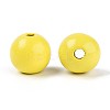 Spray Painted Round Natural Schima Wood Beads WOOD-A018-14mm-04-2