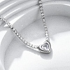 304 Stainless Steel Clear Cubic Zirconia Heart Pendant Necklaces for Women NJEW-Z044-15P-02-1