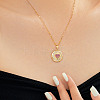 Elegant Fashion Brass Clear & Hot Pink Cubic Zirconia Circle Heart Pendant Necklaces for Women RR6975-1-2