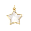 Brass Pave Natural White Shell Pendants KK-S522-05F-G-1