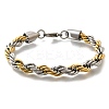 304 Stainless Steel Rope Chain Bracelets for Women BJEW-C091-03A-GP-4