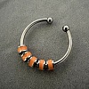 304 Stainless Steel Enamel Disc Beaded Adjustable Open Rings FS-WGAD8B0-06-1