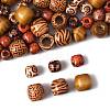 161Pcs 8 Styles Printed Natural Wood Beads WOOD-FS0001-52-2