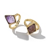Rhombus Natural Amethyst Finger Rings RJEW-B113-01G-08-4