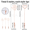 5Pcs 5 Styles Iron Alligator Clips AJEW-SC0002-29RG-2