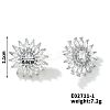 3D Sunflower Copper & Zircon Stud Earrings Fashionable Luxury Japanese Style FV5287-1-1