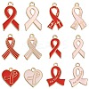 60Pcs 12 Styles Light Gold Tone Zinc Alloy Enamel Pendants ENAM-CJ0003-59-1