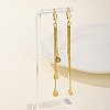 Fashionable Geometric Brass Earrings with Tassel Studs WN4550-5-1